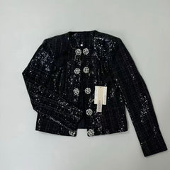 Heavyweight sequined and diamond-studded coat