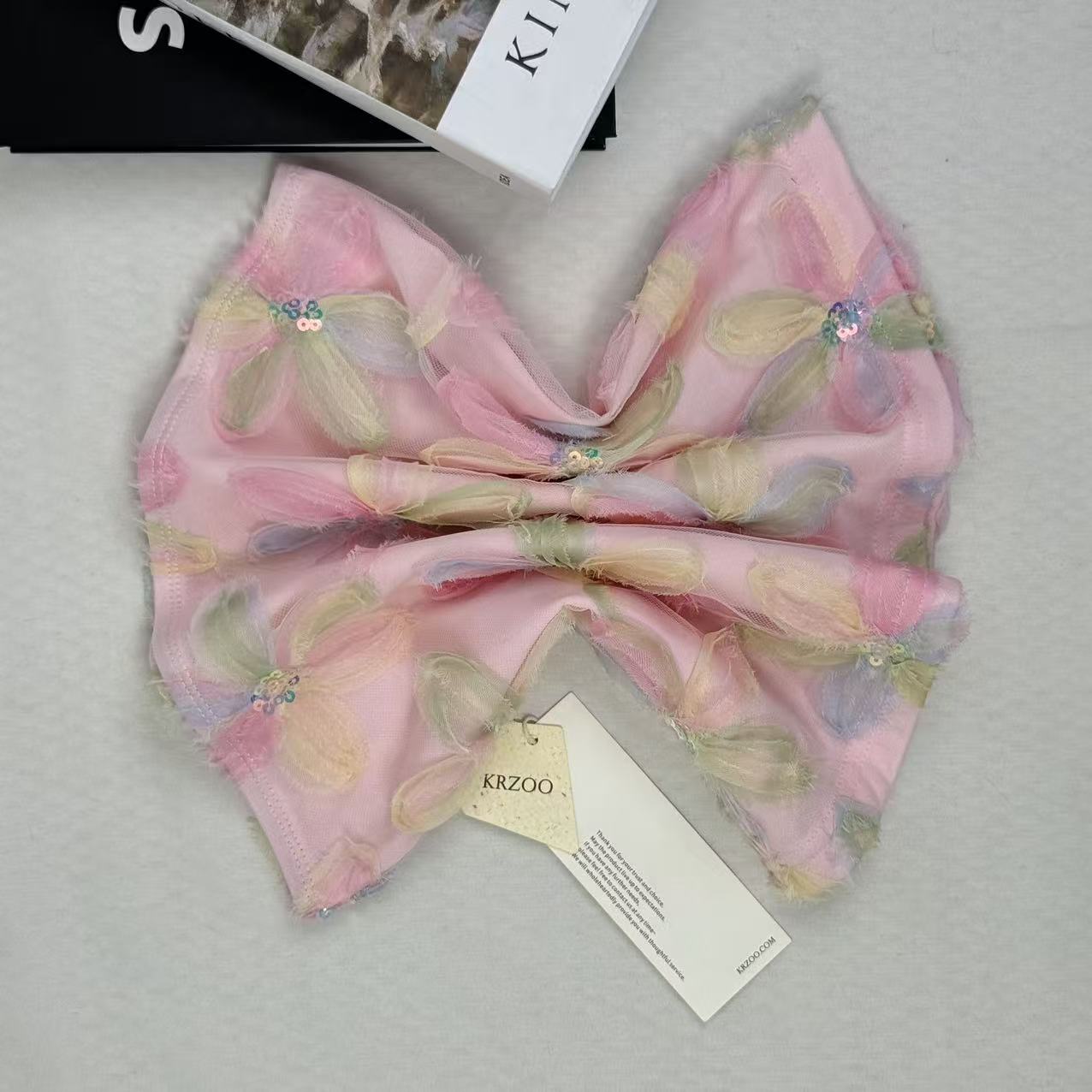 Pink floral half-length skirt