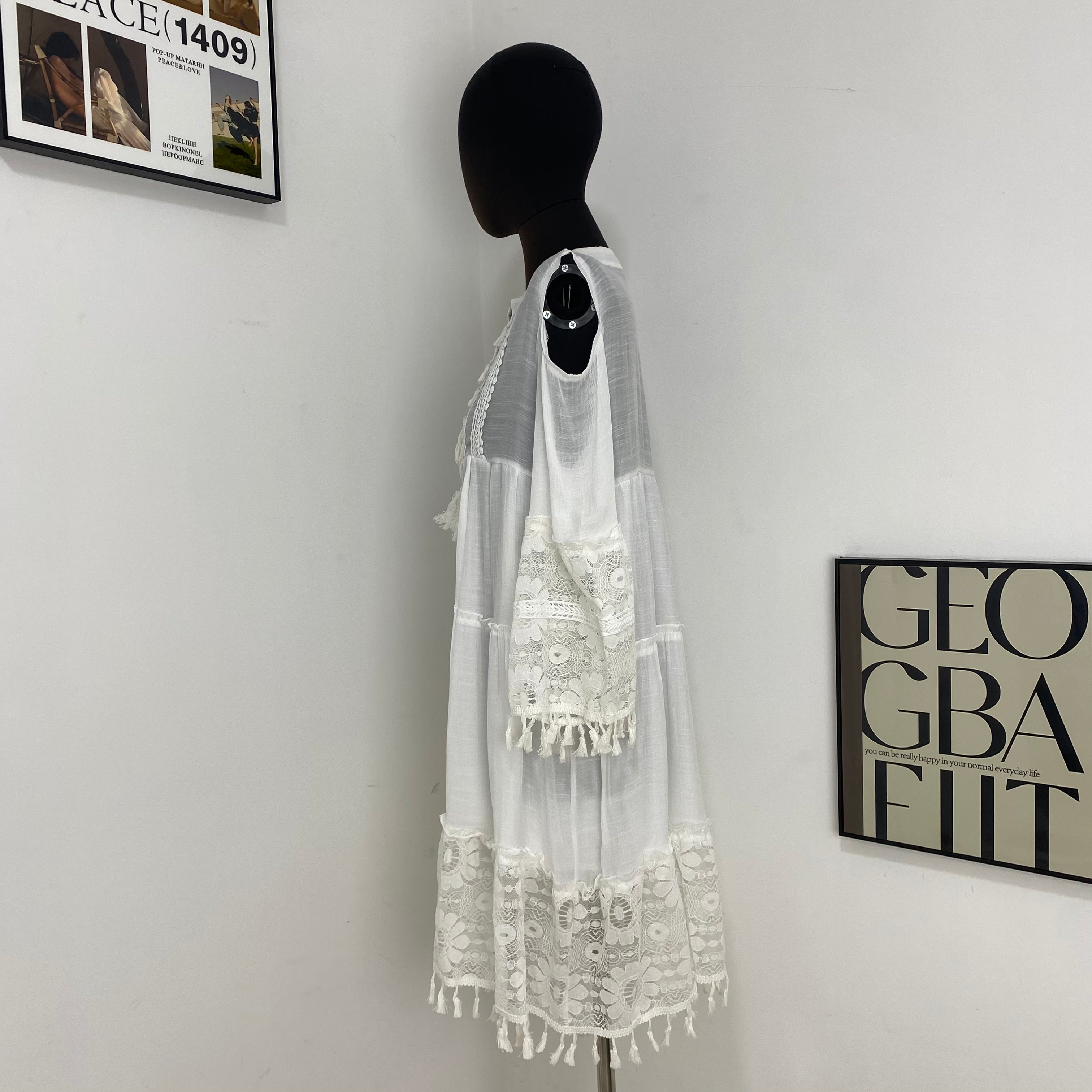 Sweet Lace Tassel Dress
