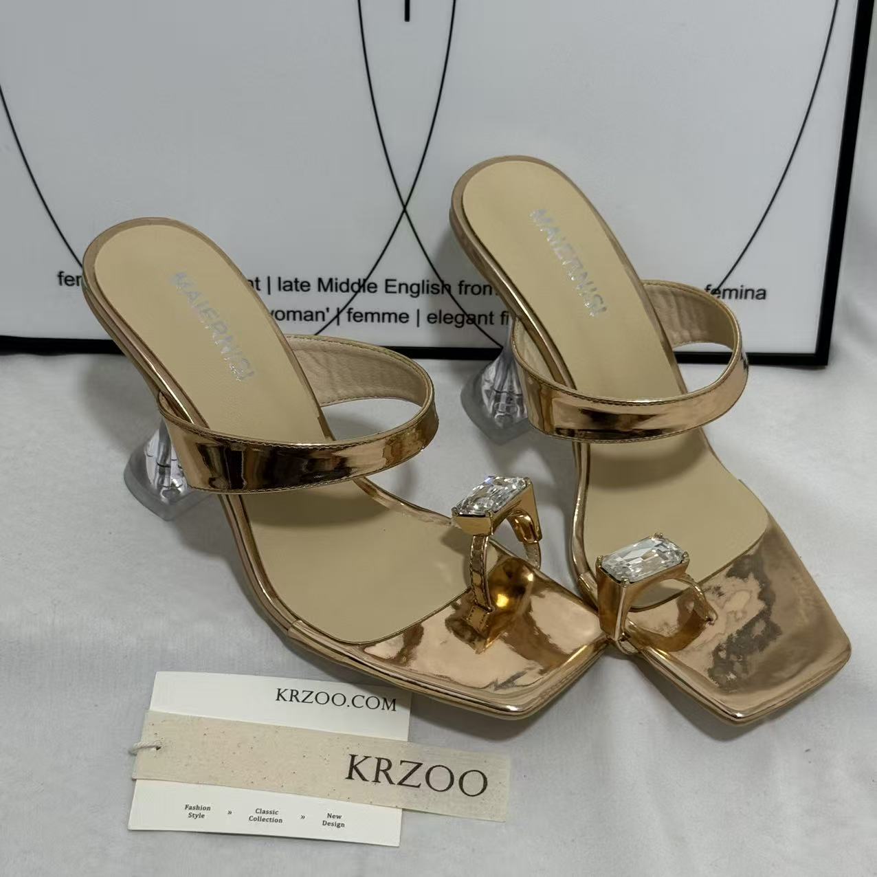 Transparent Rhinestone Wedge Heels
