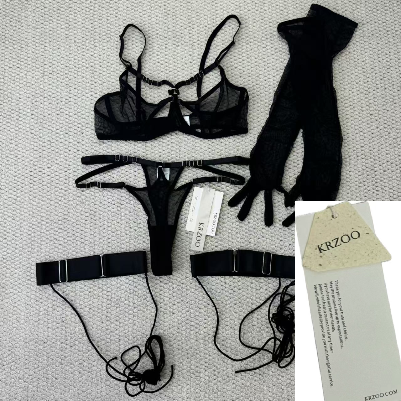 Net fabric gathering shaping two-piece set