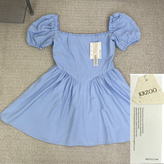 Puff sleeve pleated dress