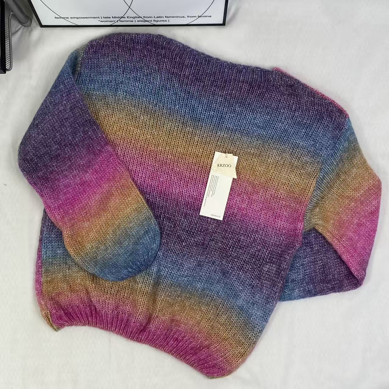 Graduated color soft knitted sweater