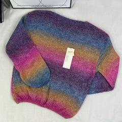 Graduated color soft knitted sweater