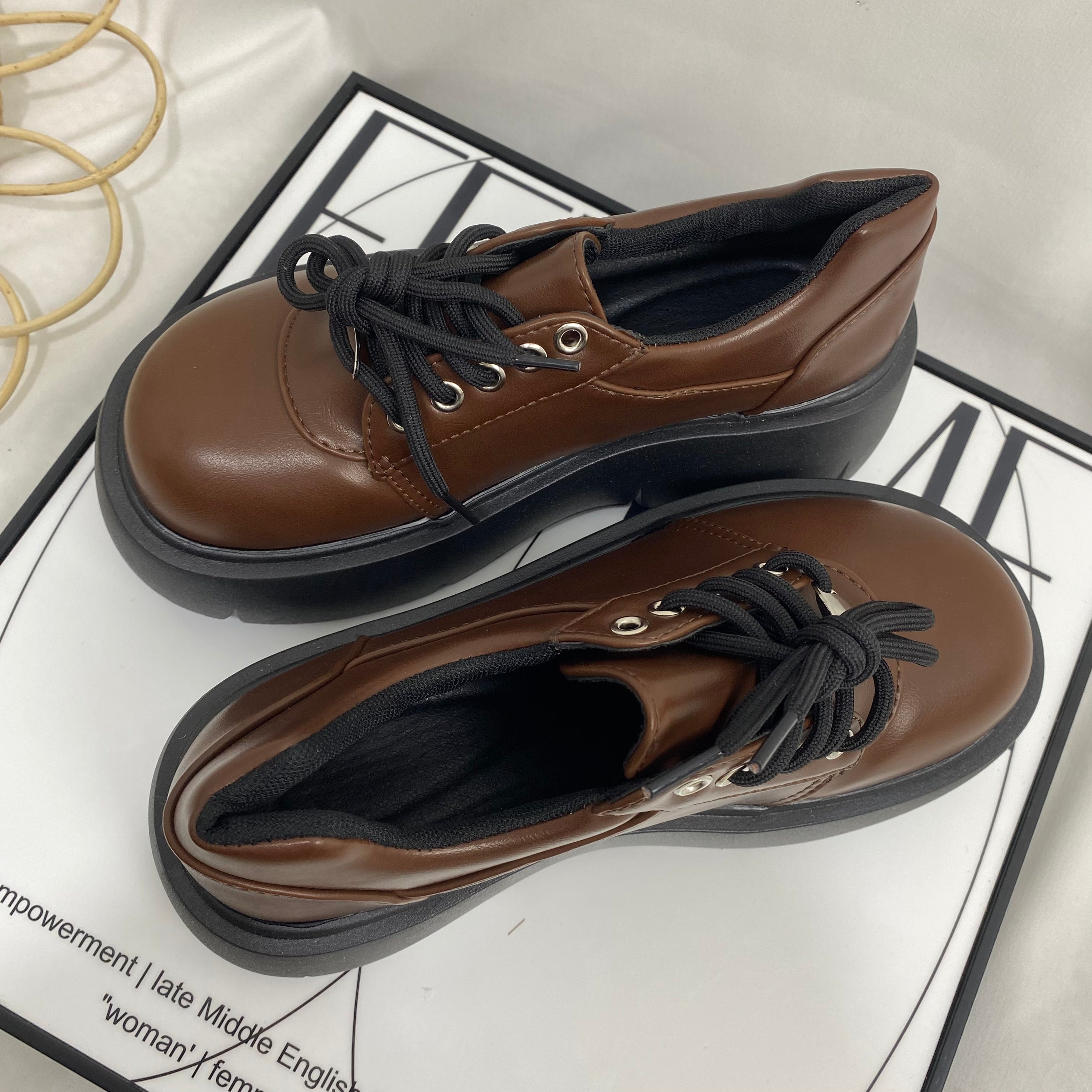 Thick-Soled British-Style Leather Shoes