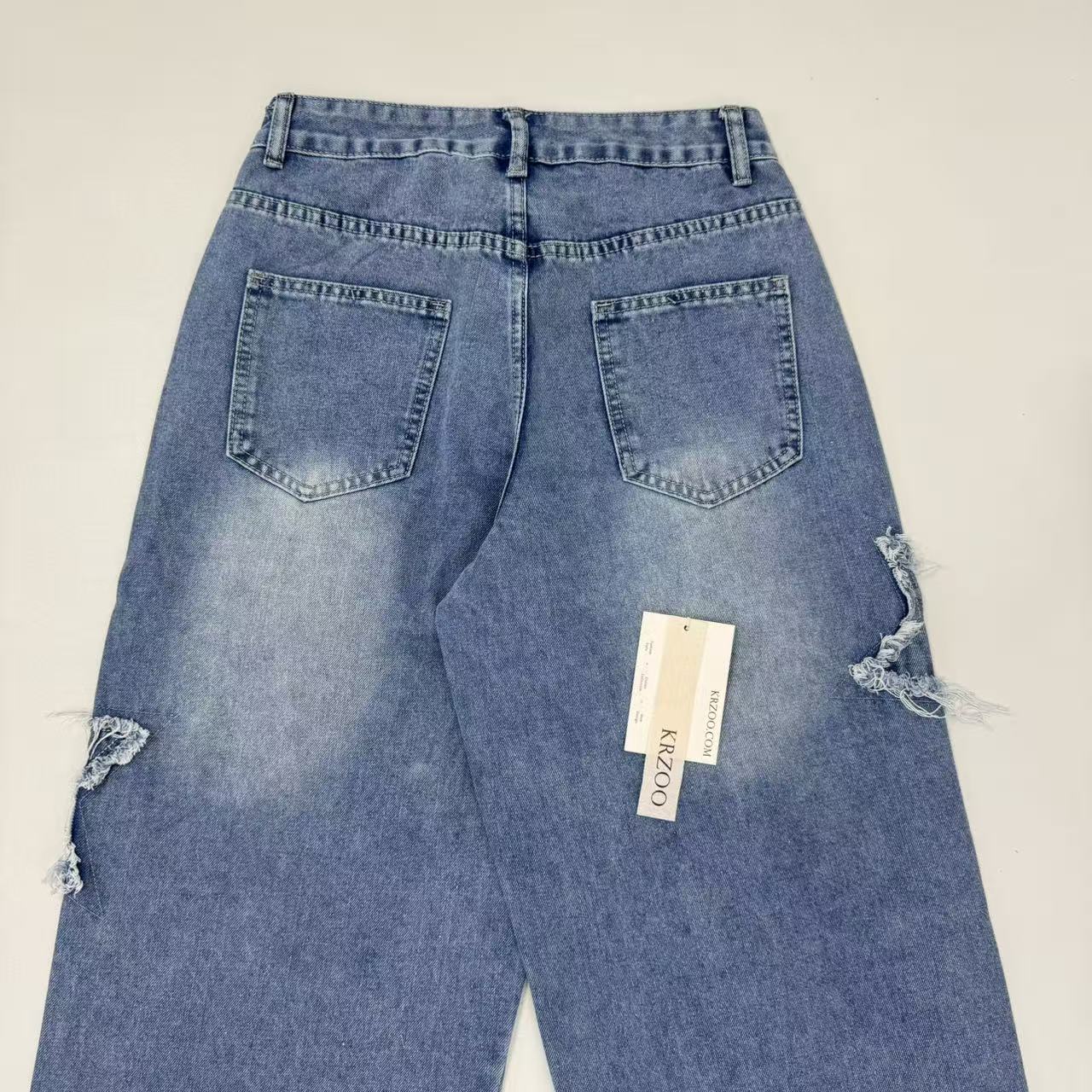 Star High-Waisted Loose Denim Pants