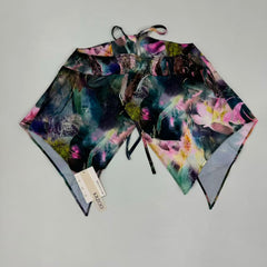 Strappy printed halter-necked frilled top with ties
