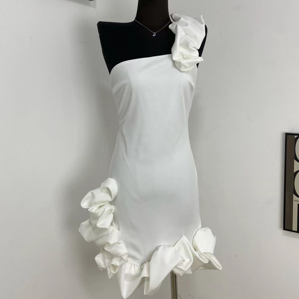 Ruffled Floral Waist-Cinching Dress