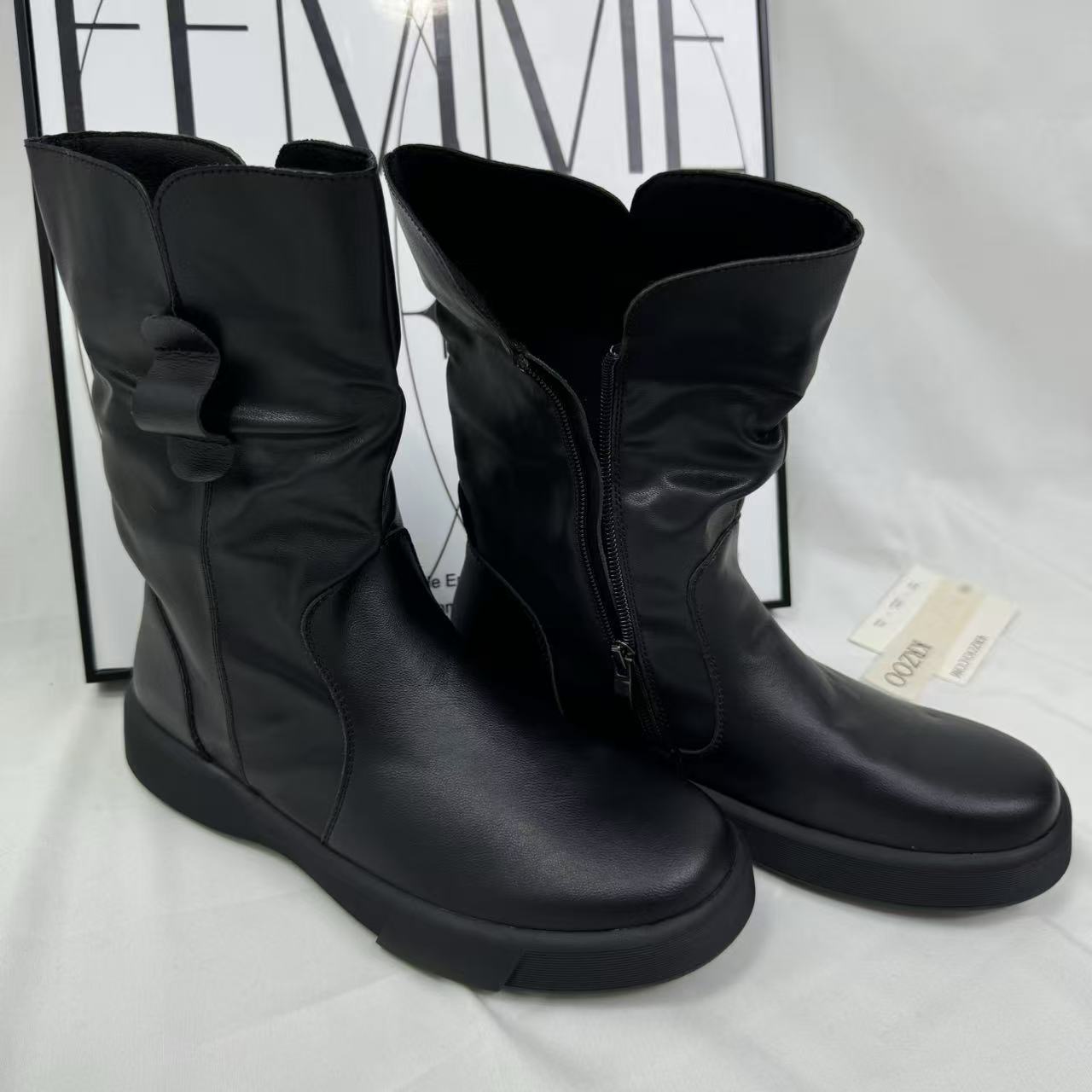 Ruffled side-zip ankle boots