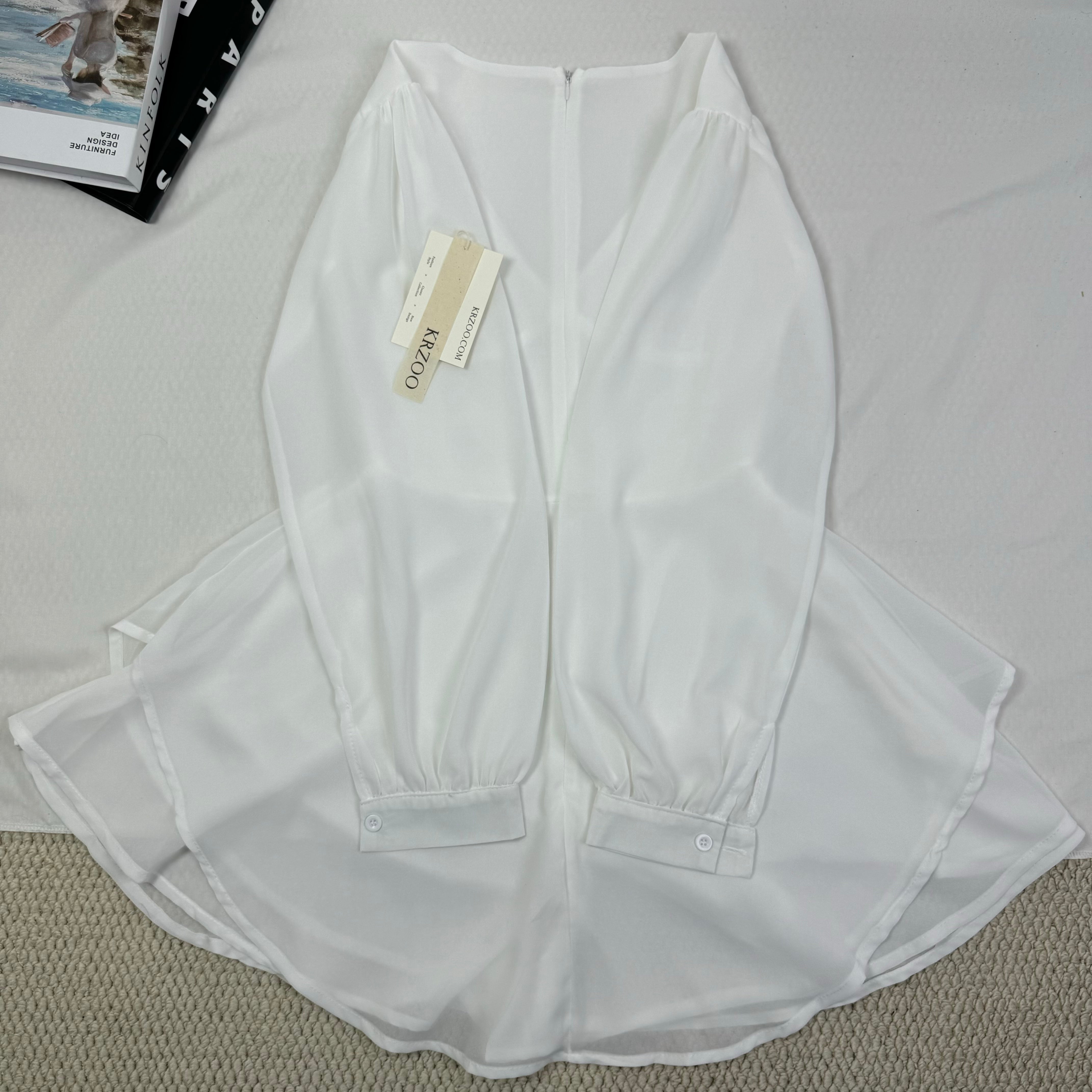 Long-sleeved chiffon A-line short skirt