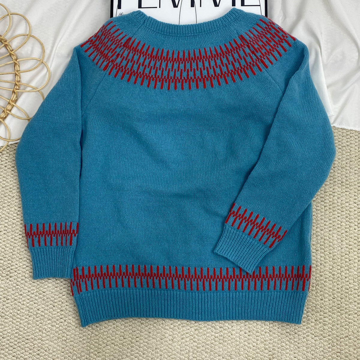 Crew Neck Color-Blocked Sweater