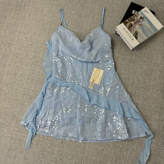 Layered decorative bead piece short dress