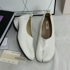 Retro Split-Toe Chunky Heeled Loafers