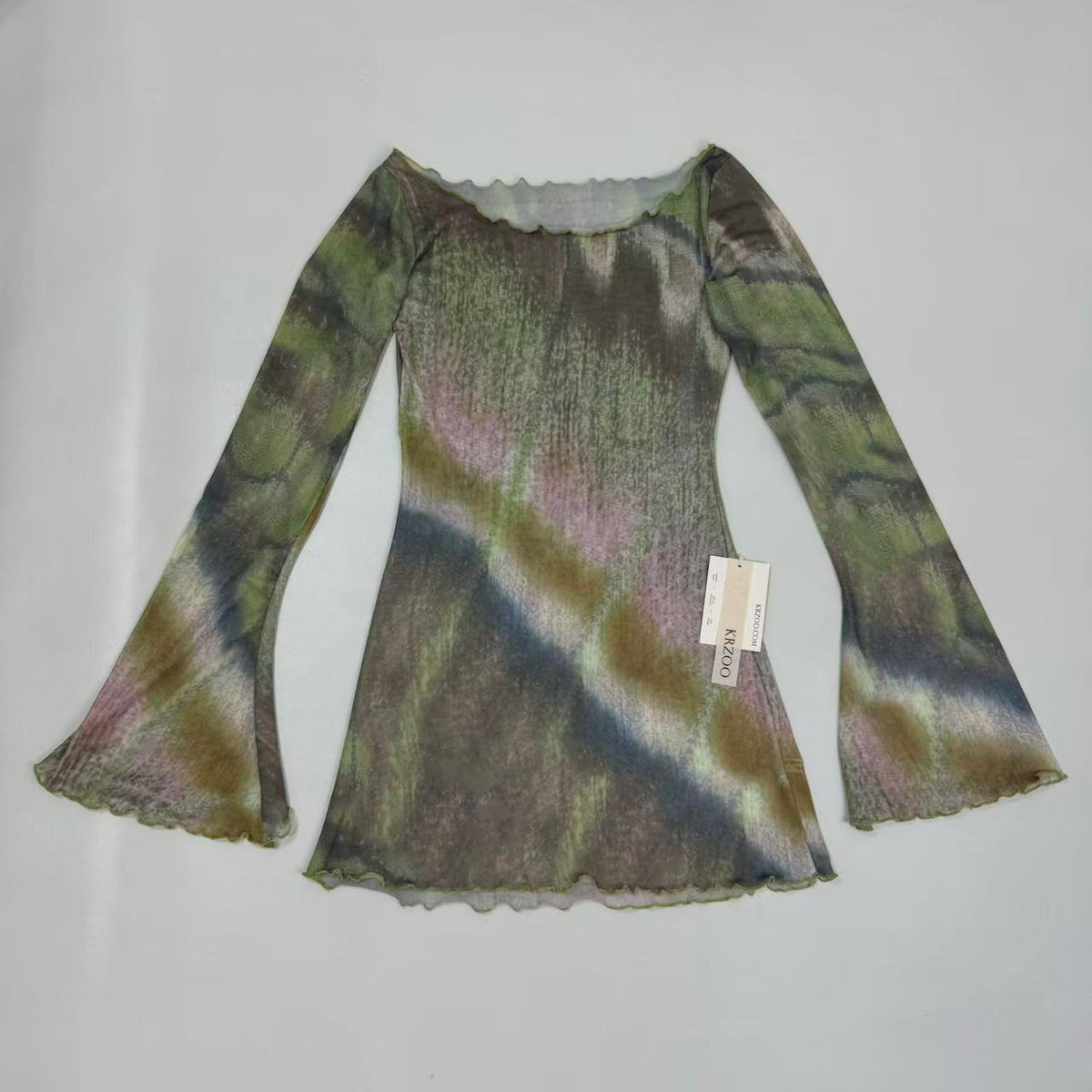 Net-silk long-sleeved flared dress