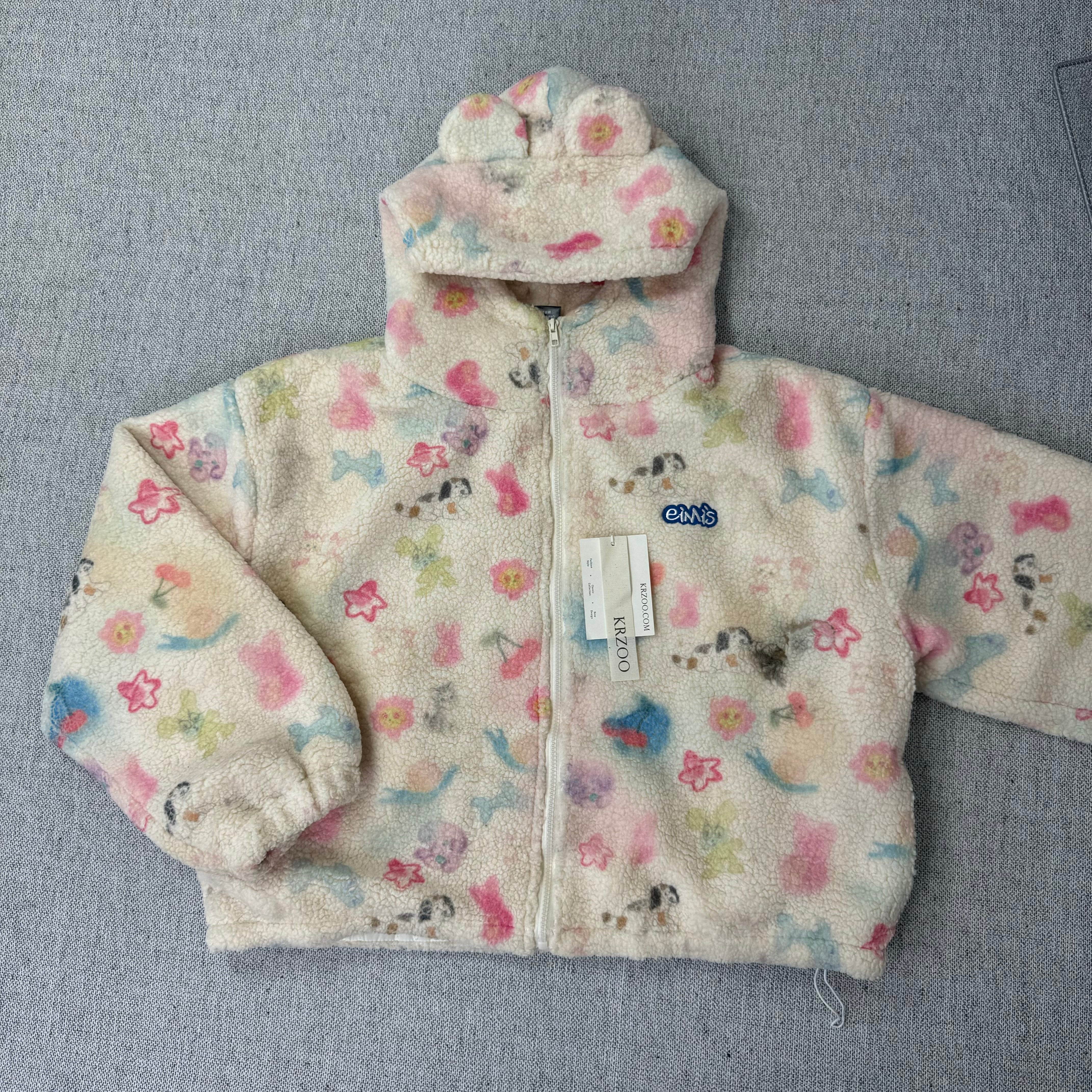 Cute graffiti lamb fur coat