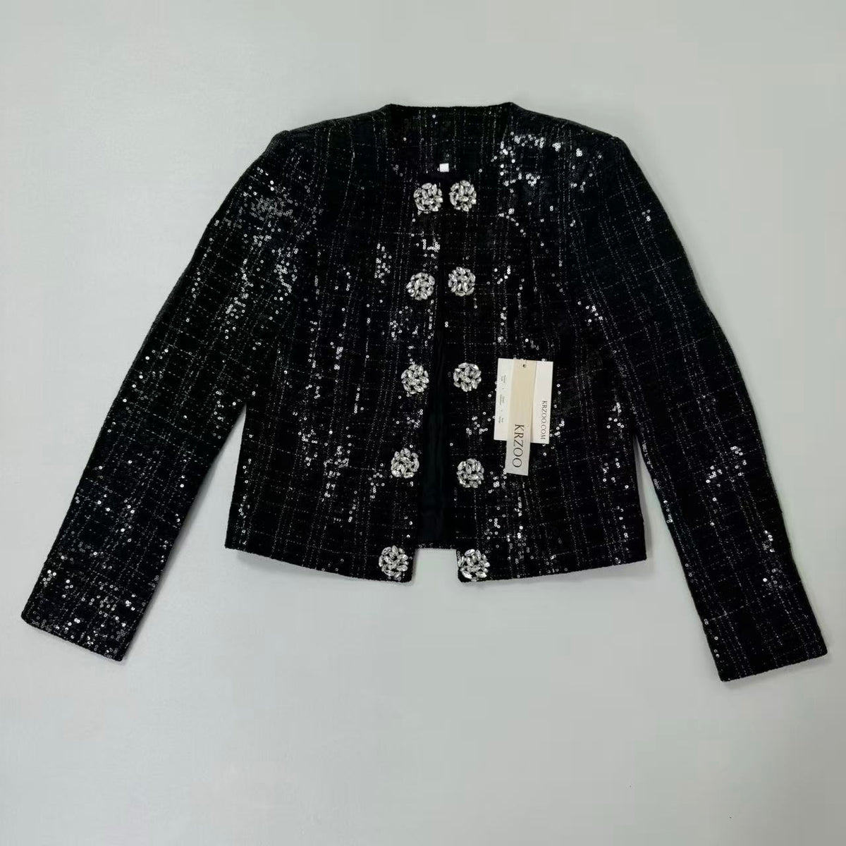 Heavyweight sequined and diamond-studded coat