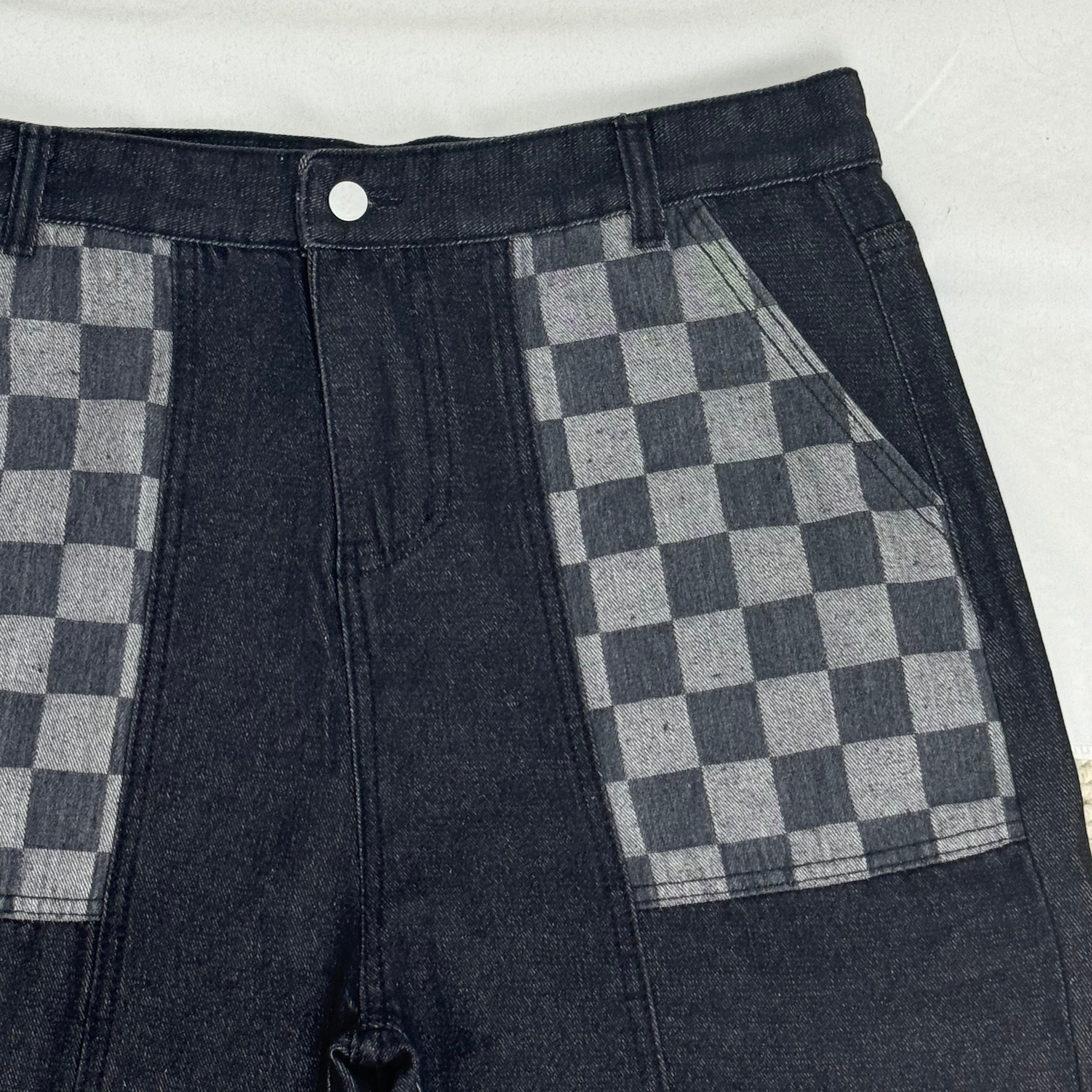 Checkered Patchwork Pocket Pants
