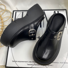 Round-Toe Casual Platform Slippers