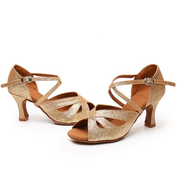 Women's Leatherette Customized Heel Ballroom Dance Shoes Latin Shoes
