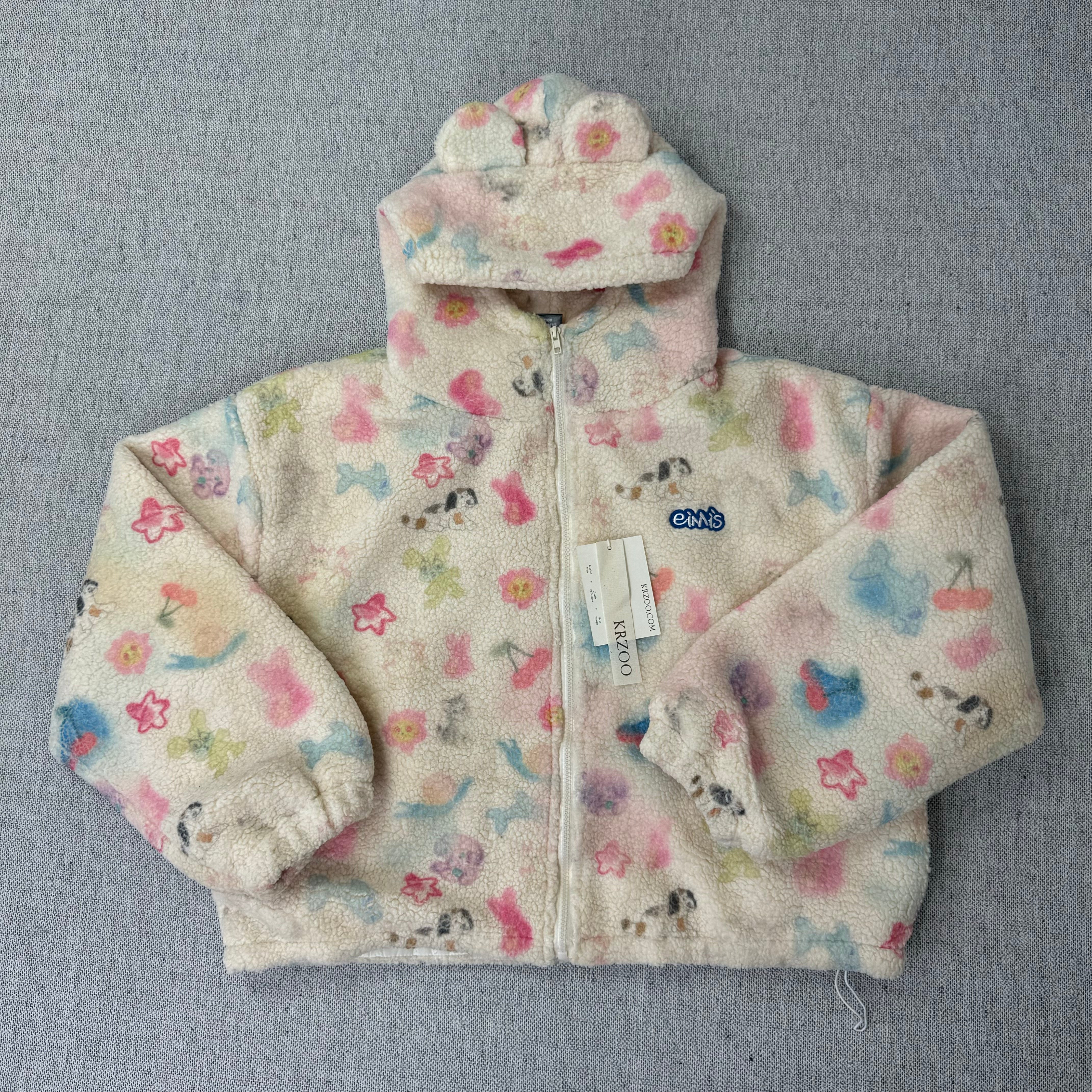 Cute graffiti lamb fur coat