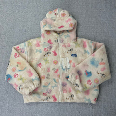 Cute graffiti lamb fur coat