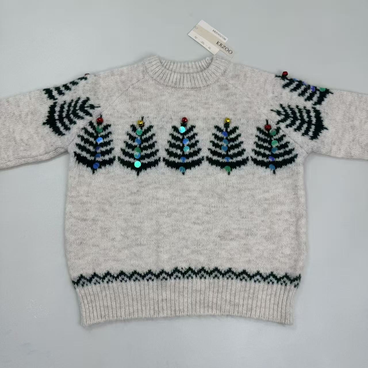 Heavy Industry Christmas Tree Plaid Knitted Sweater