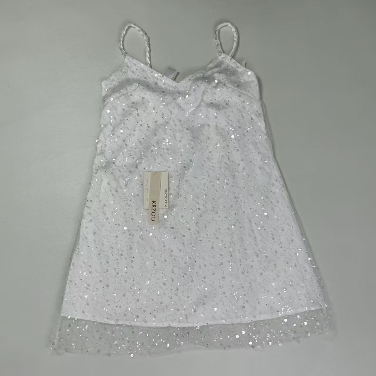 Strap sequined belt cinched A-line dress