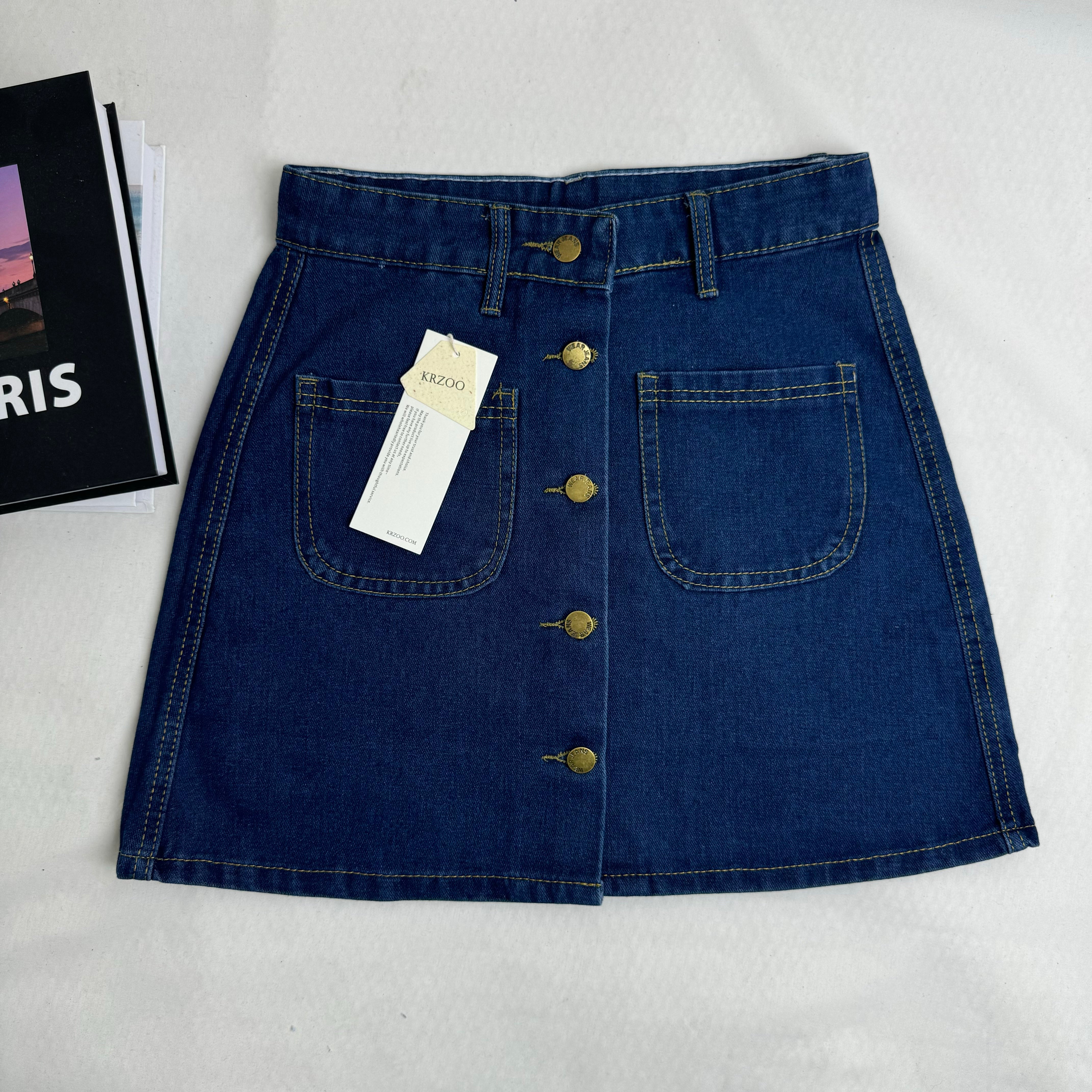 High-Waisted Button-Front Skirt