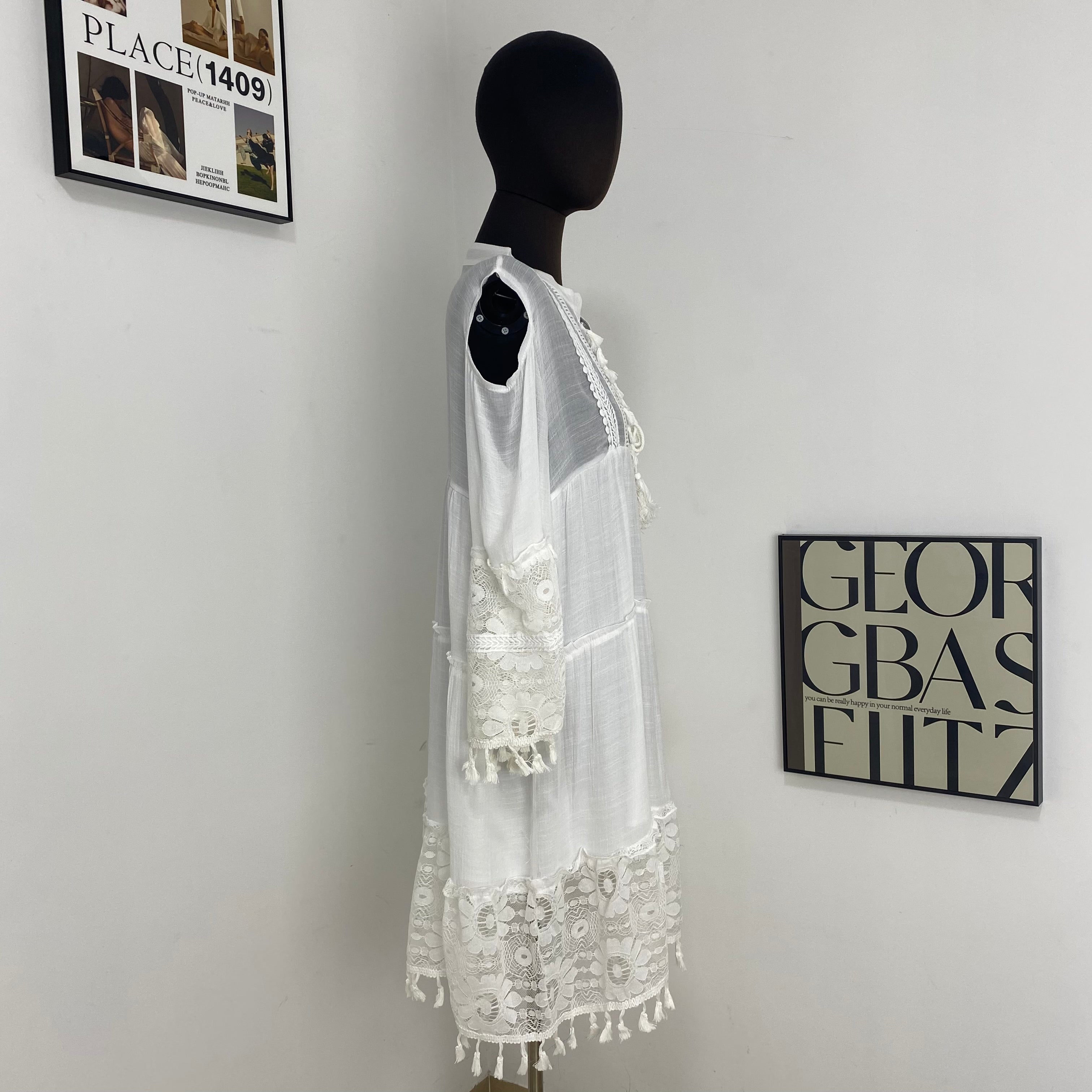 Sweet Lace Tassel Dress