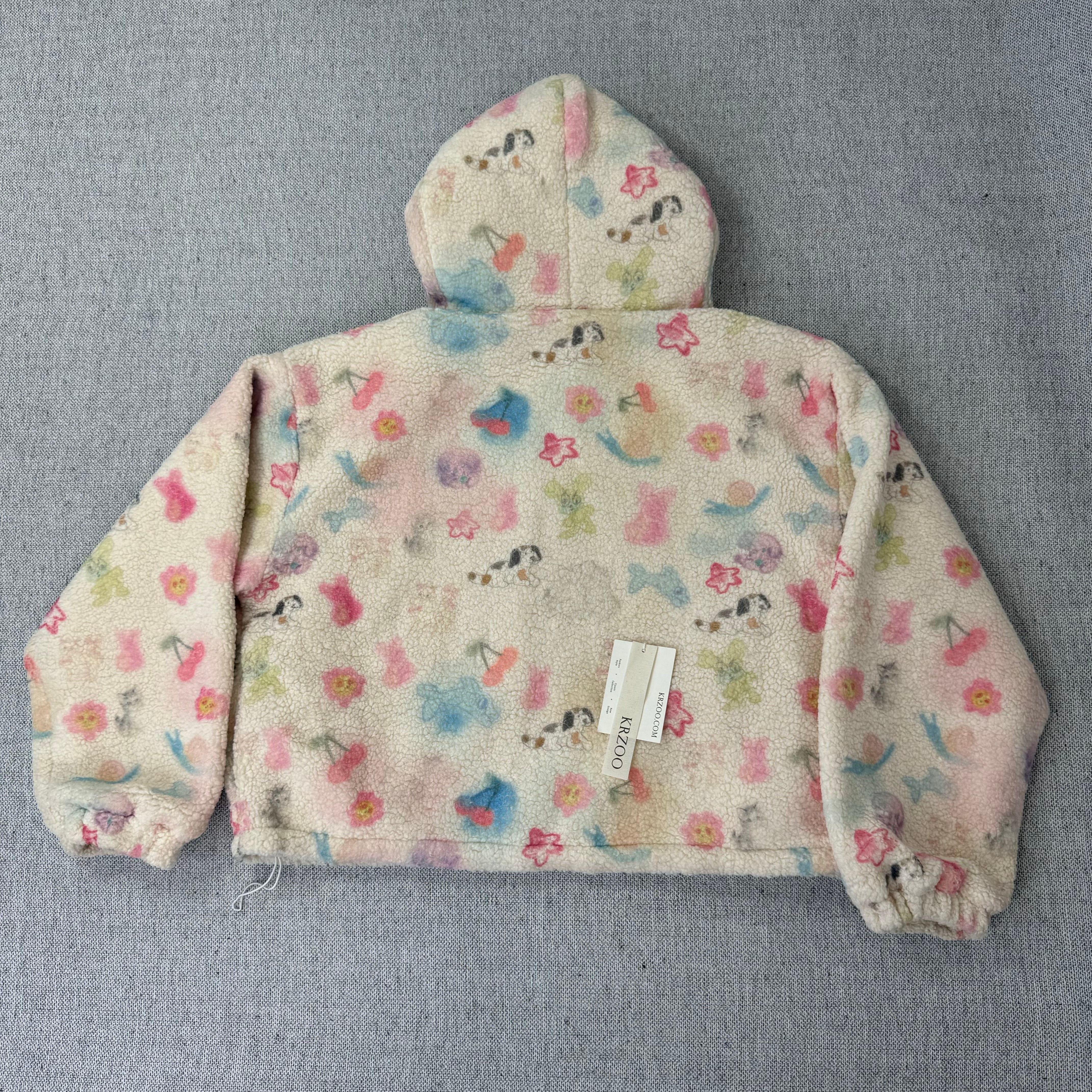 Cute graffiti lamb fur coat