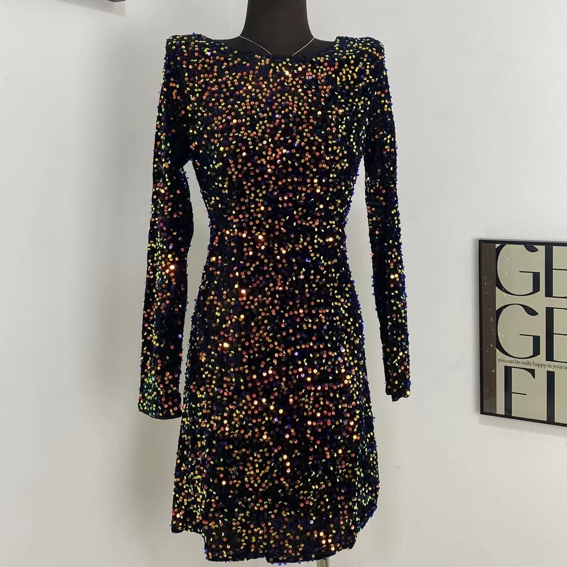 Backless Sequined Elegant Dress