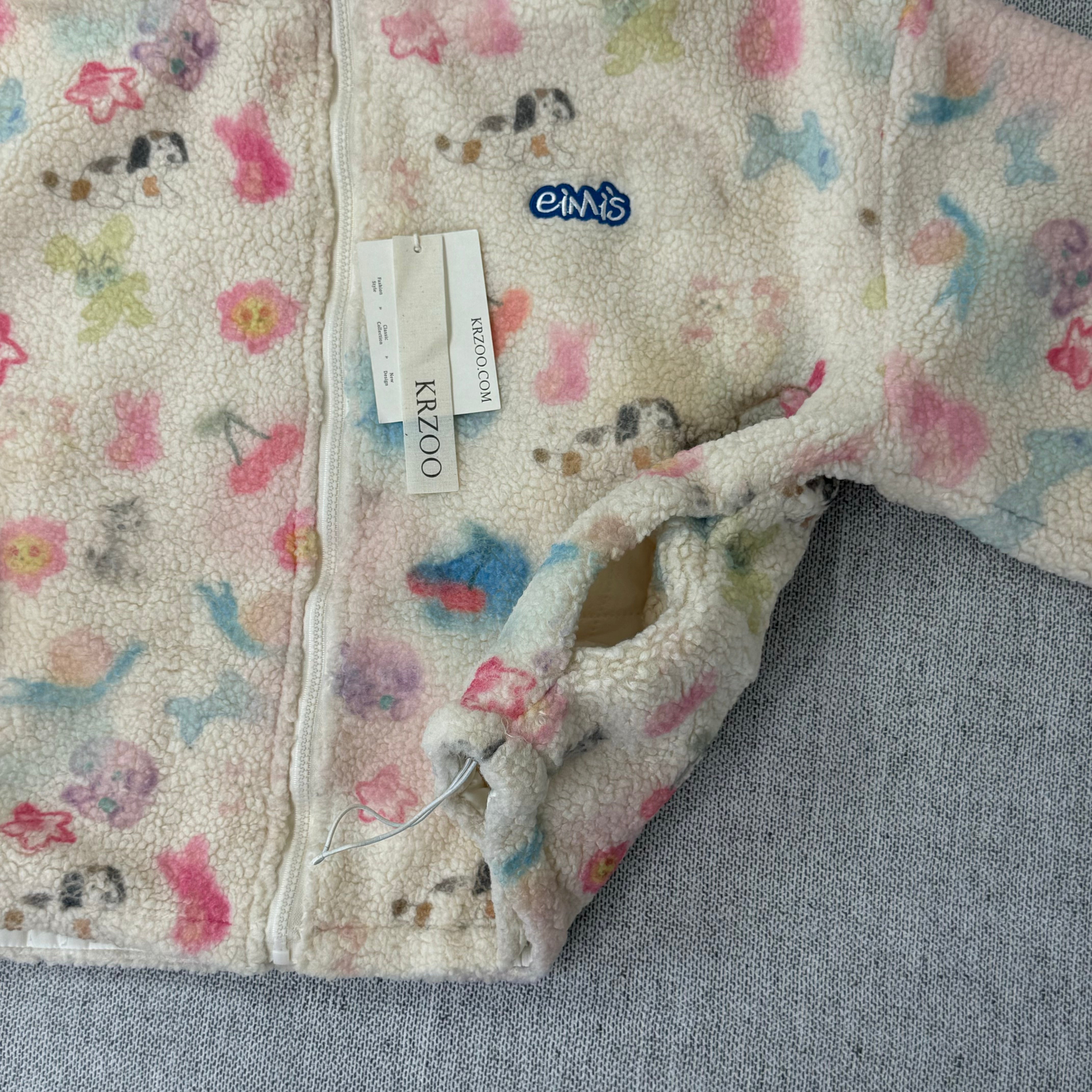 Cute graffiti lamb fur coat