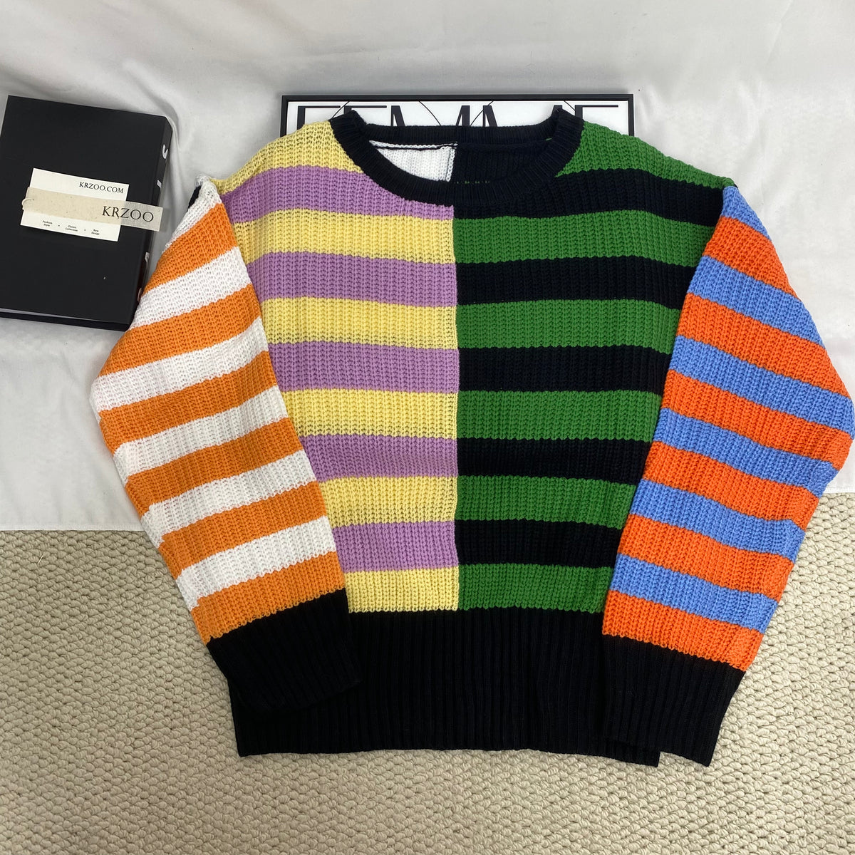 Crew Neck Patchwork Sweater
