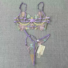 Heavy-duty embroidered floral lingerie set