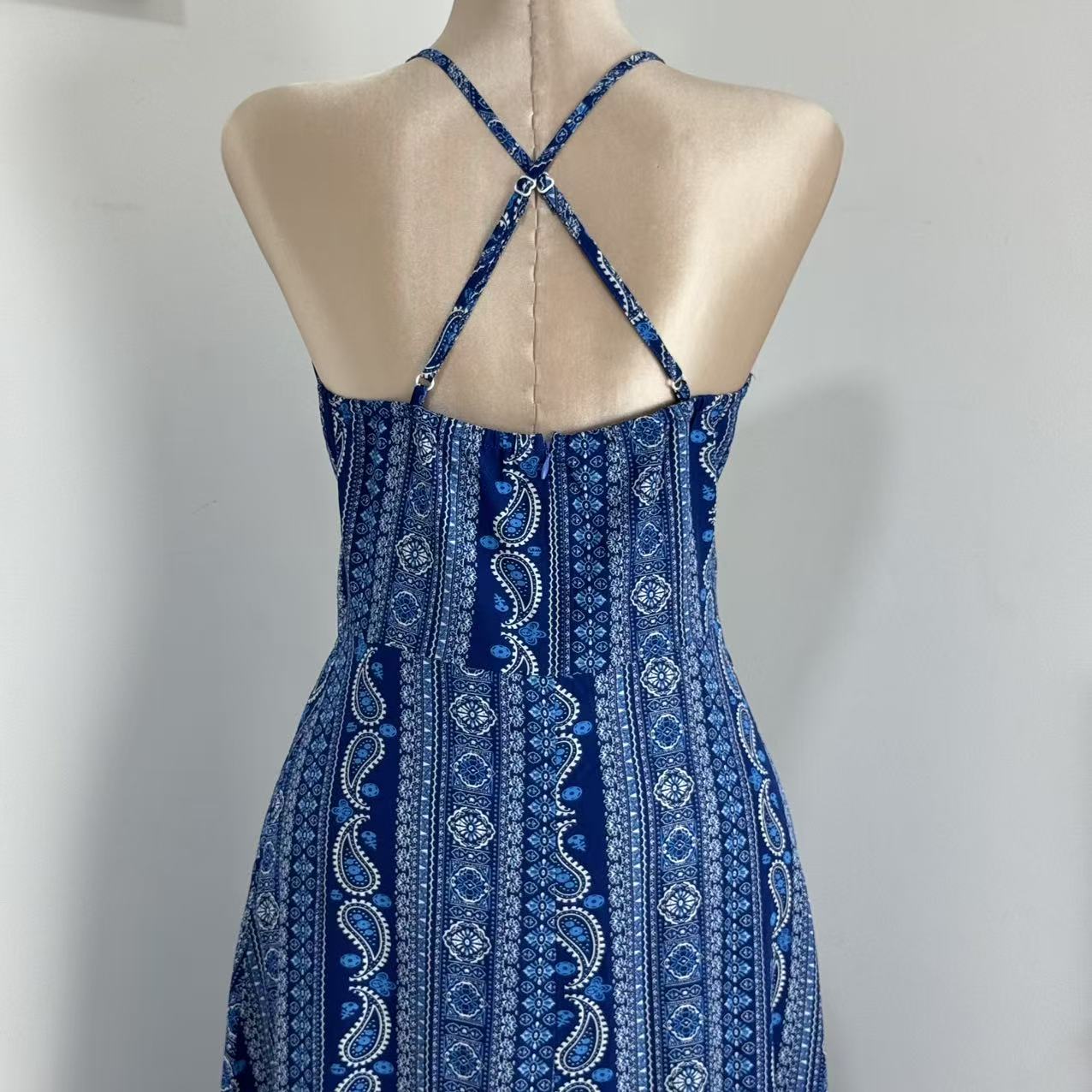 High-Waisted Printed Beach Dress