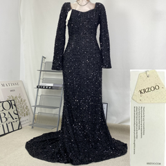 sequined trumpet sleeve long dress