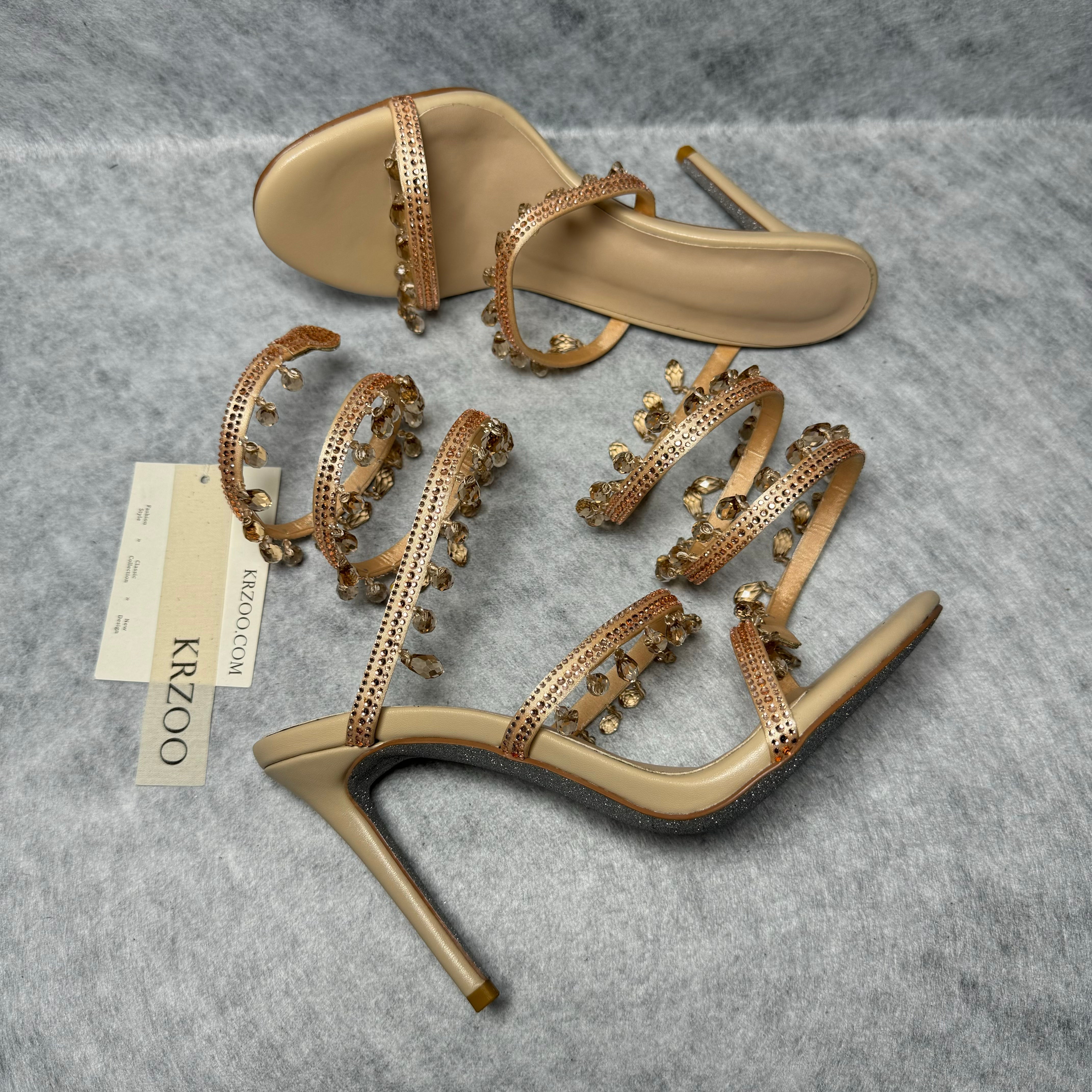 Waterdrop snake-shaped strappy stiletto heels