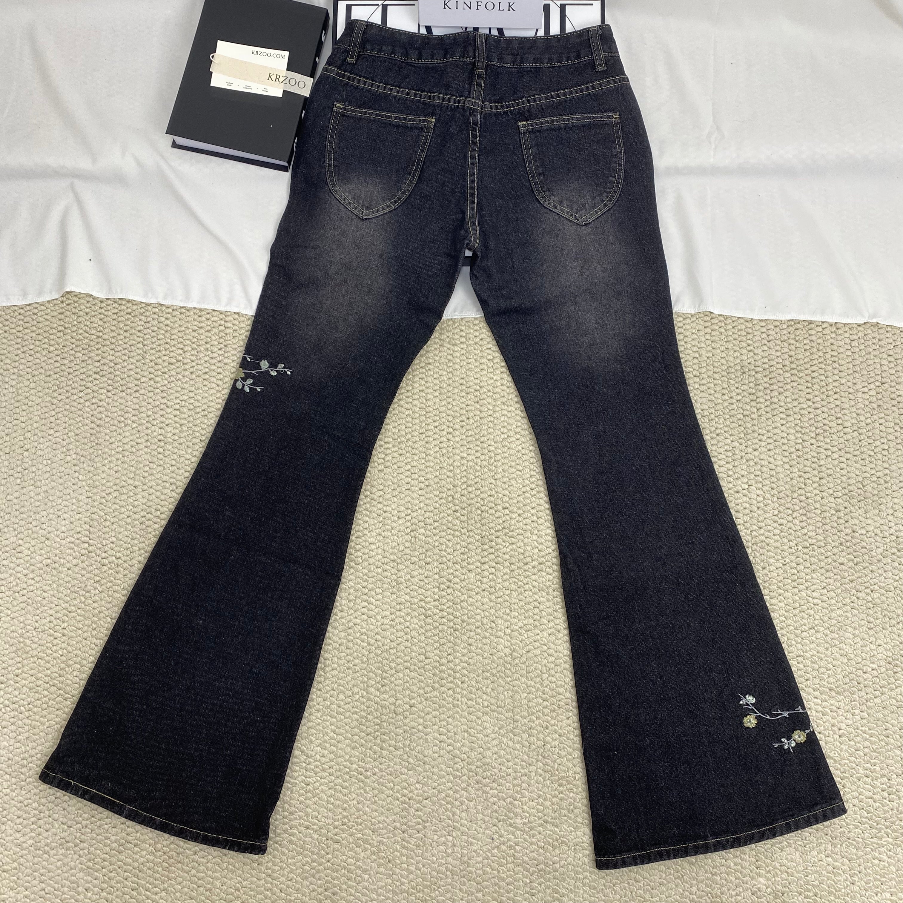 Flared Low-Rise Trousers