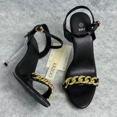 Transparent metal buckle thick heel ultra-high heel