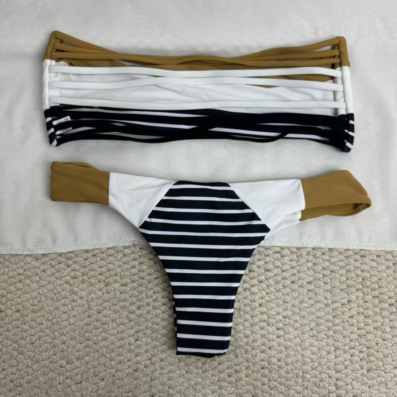 Horizontal striped swimsuit