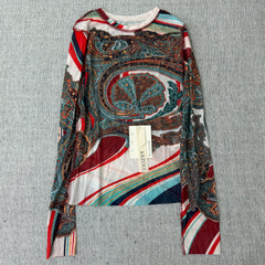 Half-collared long-sleeved chiffon fitted t-shirt