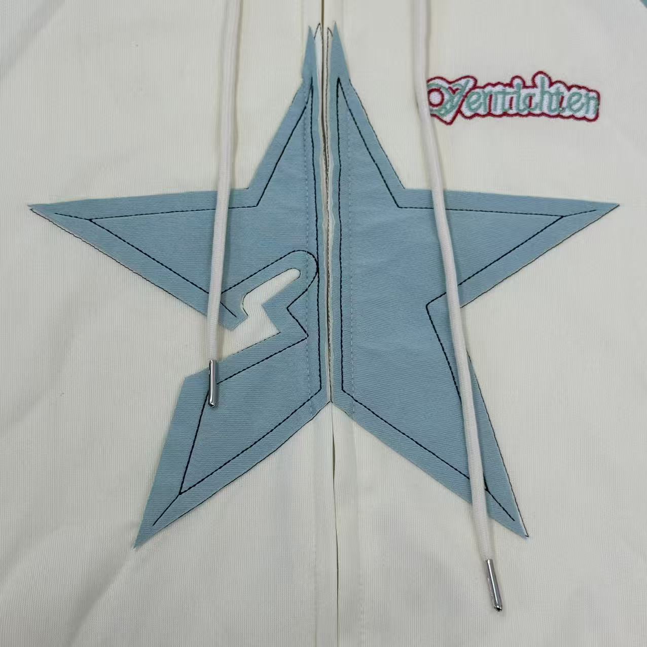 Contrasting-color star-patterned cardigan jacket