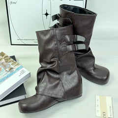 Round-toe inner high-top boots