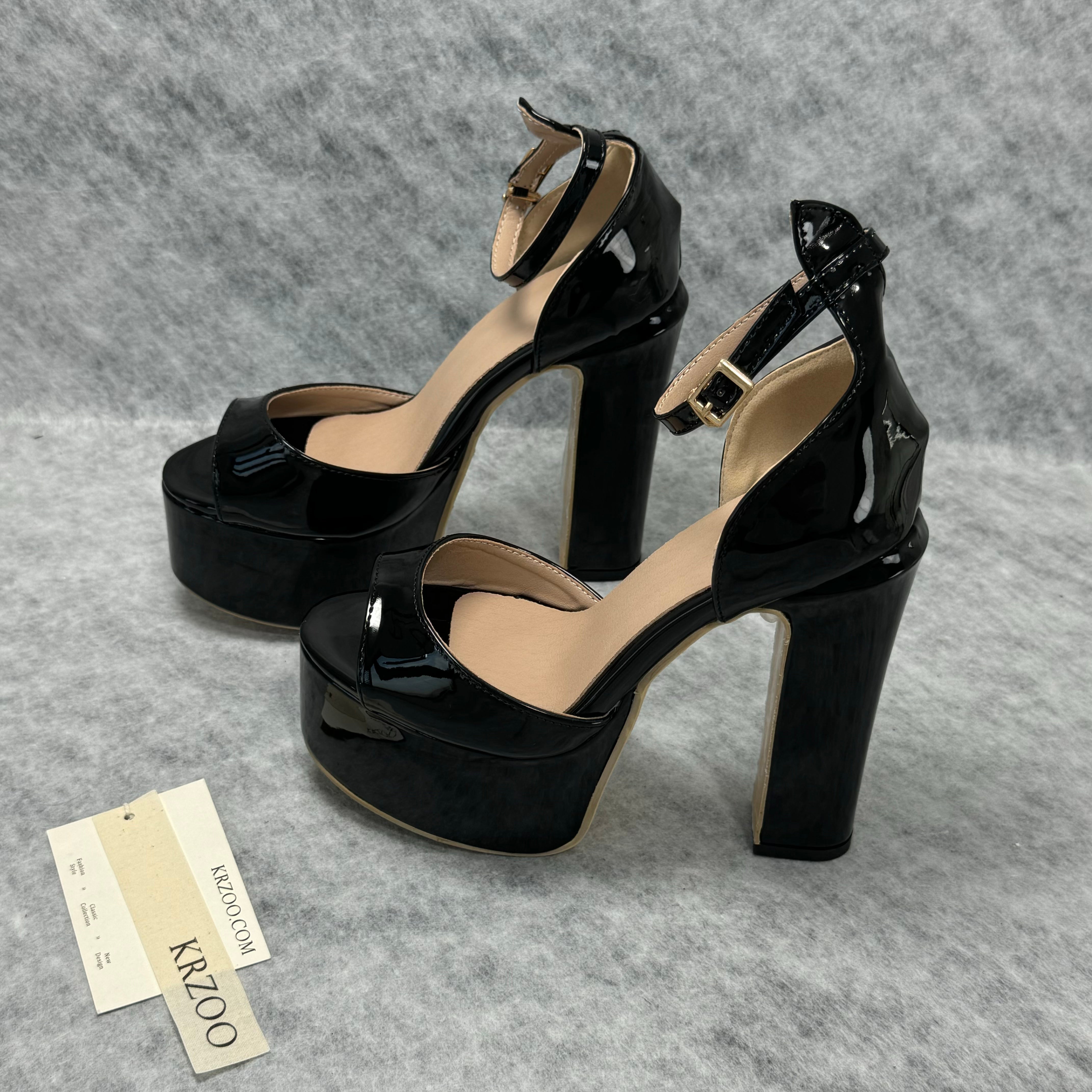 Waterproof platform mid-heel thick-soled high heel