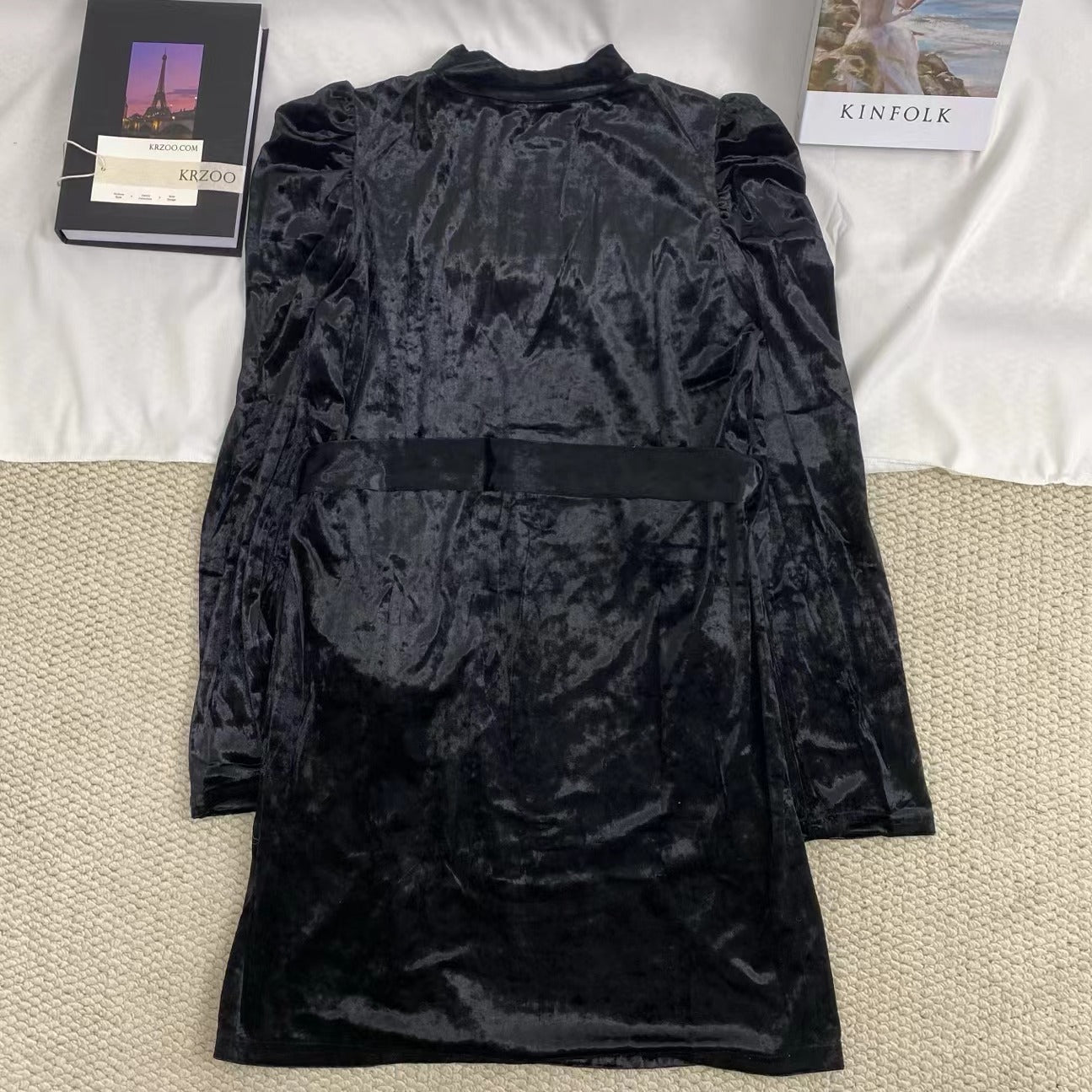 Velvet Dress With Puff Sleeves