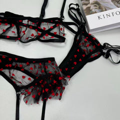 Net fabric star-point three-piece erotic outfit