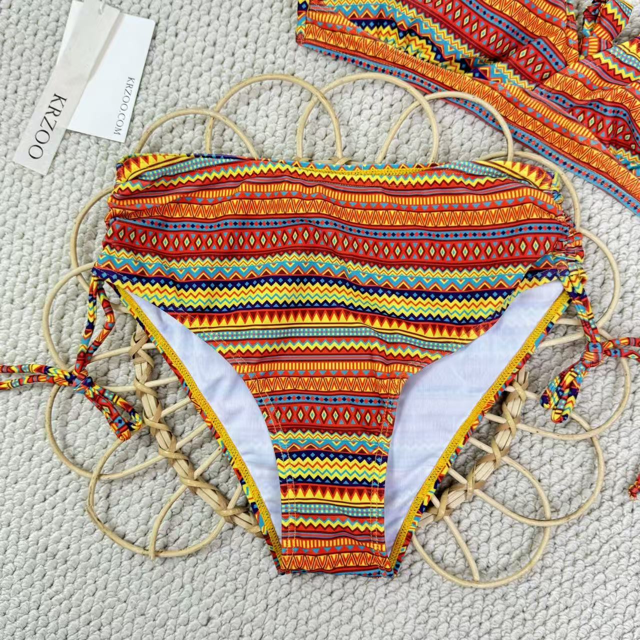Colorful striped one-piece swimsuit