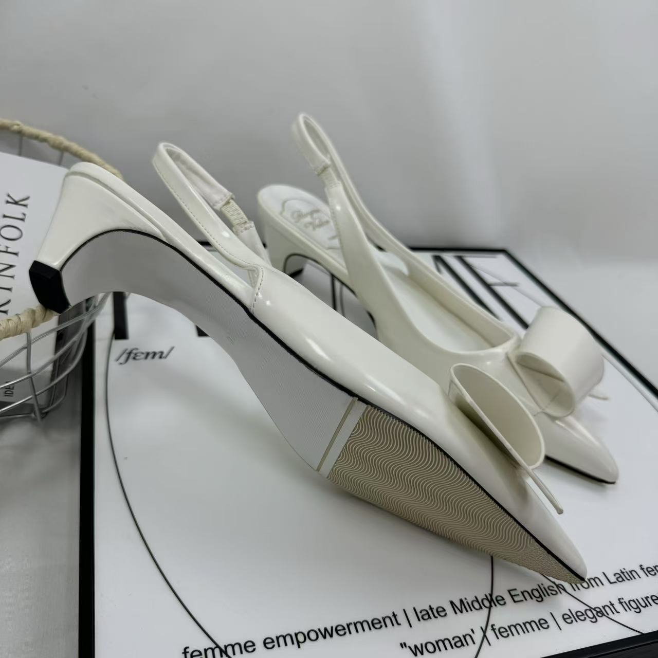Camellia flower origami pointed-toe high heels