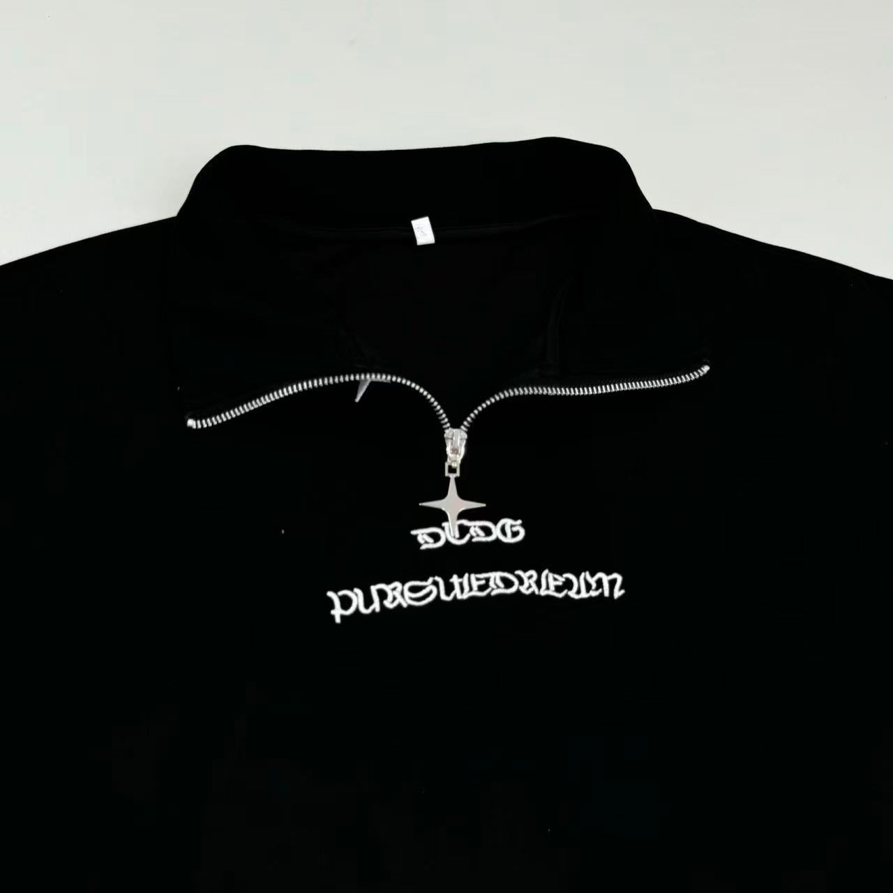 Loose embroidered hooded sweatshirt