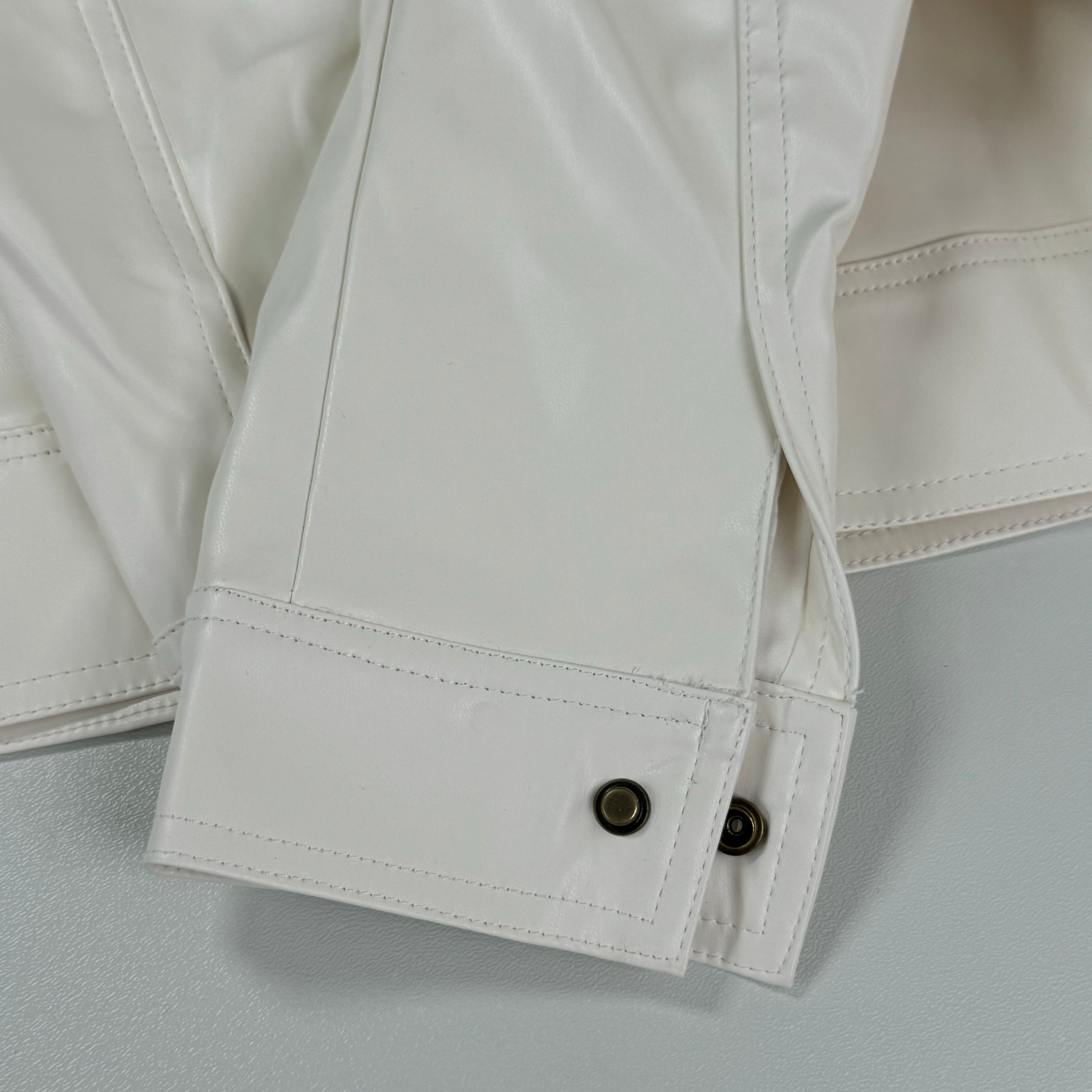 Standing collar PU leather motorcycle jacket